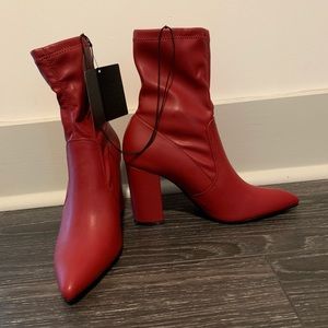 Women’s red faux leather booties Forever21